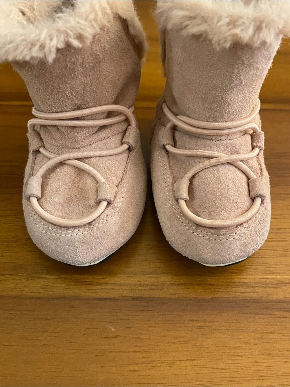 Moon Boot Baby Pink Suede crib shoes
